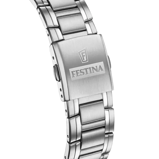 OROLOGIO FESTINA TIMELESS CHRONOGRAPH F20704/2 AZZURO CINGHIA ACCIAIO INOSSIDABILE 316L, UOMO