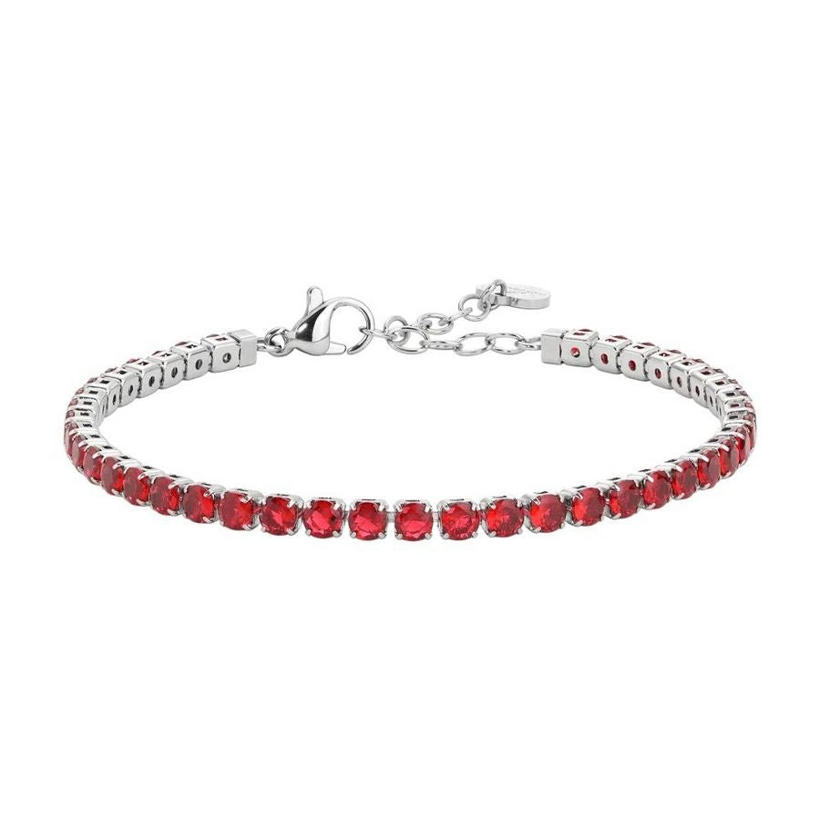BRACCIALE DONNA TENNIS IN ACCIAIO CON CRISTALLI ROSSI BK2892