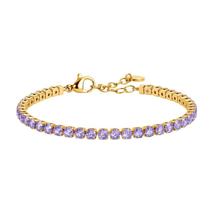 BRACCIALE DONNA TENNIS IN ACCIAIO IP GOLD CON CRISTALLI VIOLA bk2895