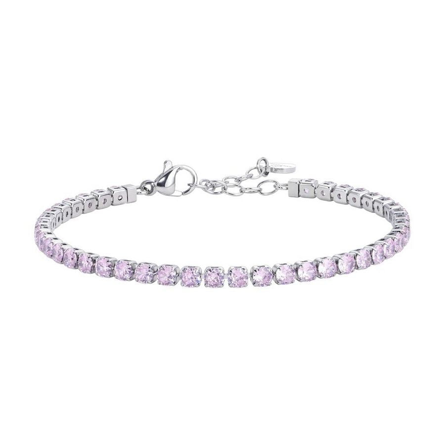 BRACCIALE TENNIS DONNA IN ACCIAIO CON CRISTALLI ROSA BK2272