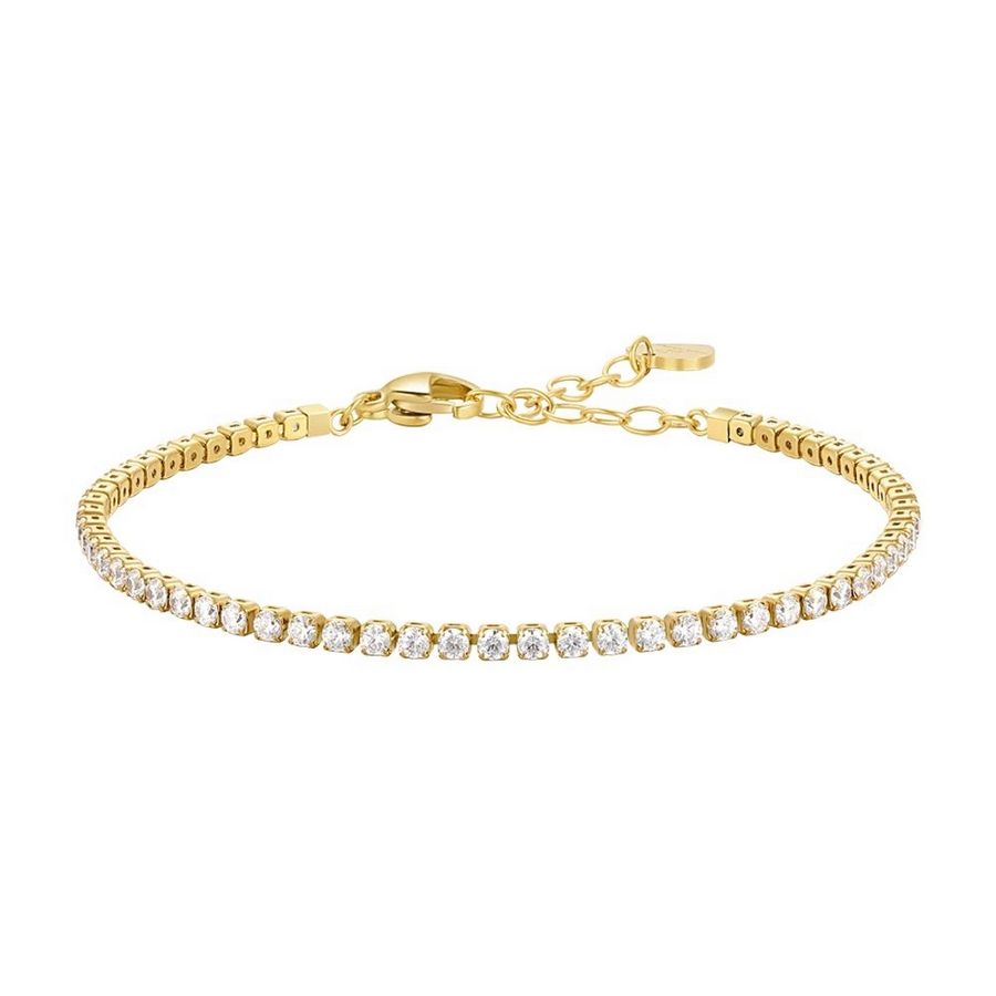 BRACCIALE TENNIS DONNA IN ACCIAIO CON ZIRCONI BIANCHI COLORE ORO BK2873