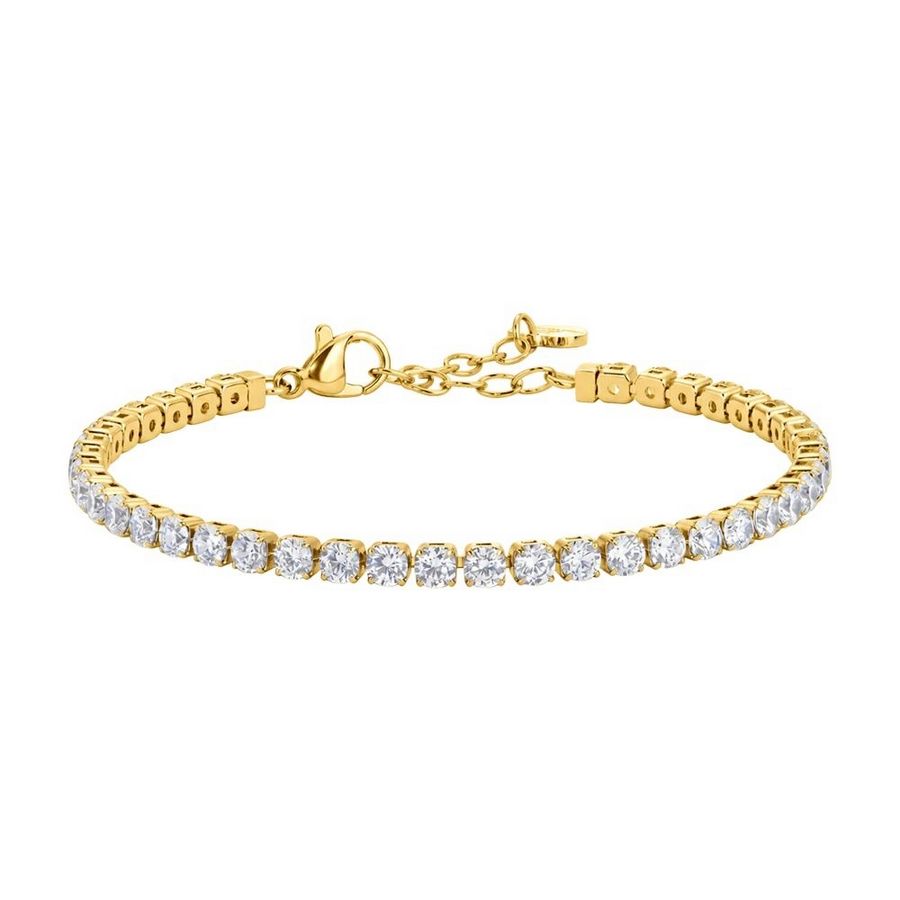 BRACCIALE TENNIS DONNA IN ACCIAIO IP GOLD CON CRISTALLI BIANCHI BK2275