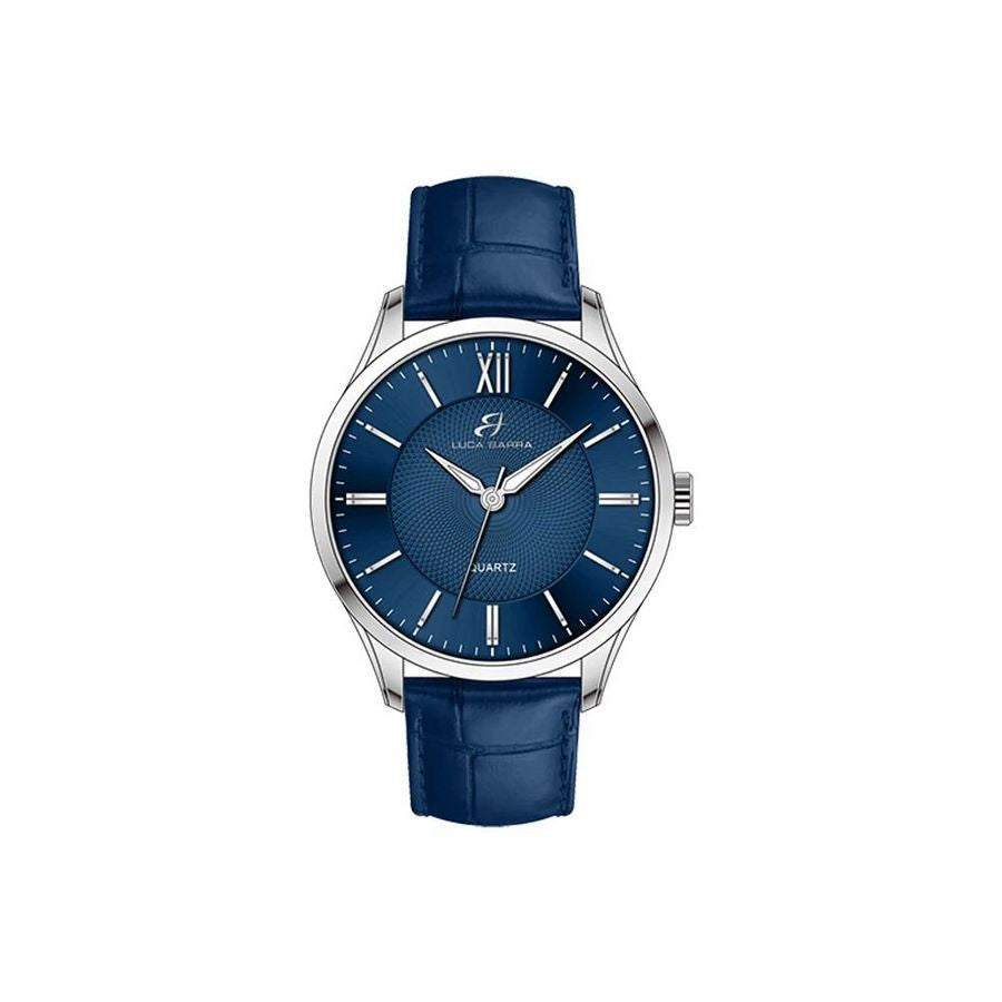 OROLOGIO UOMO IN ACCIAIO CINTURINO PELLE BLU BU137