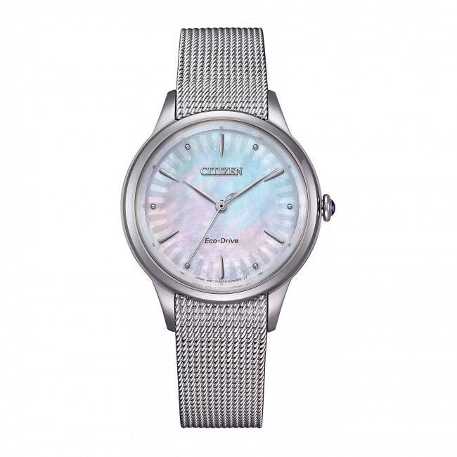 Orologio Citizen Donna Gerbera Ecodrive Maglia Milano e Quadrante Madreperla EM1150-86D